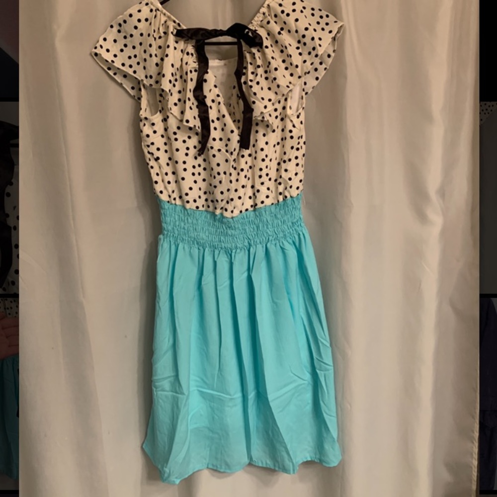 Polka Dot & Light Blue Dress, XL